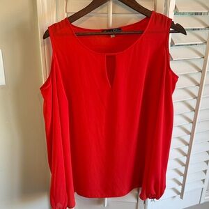 Rose & Olive Vibrant Red Cold Shoulder Blouse